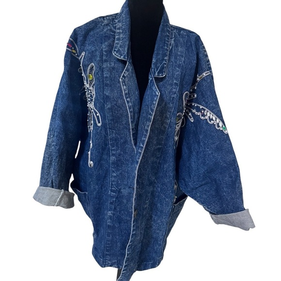 Embroidered Blue Denim Jacket - Picture 2 of 7